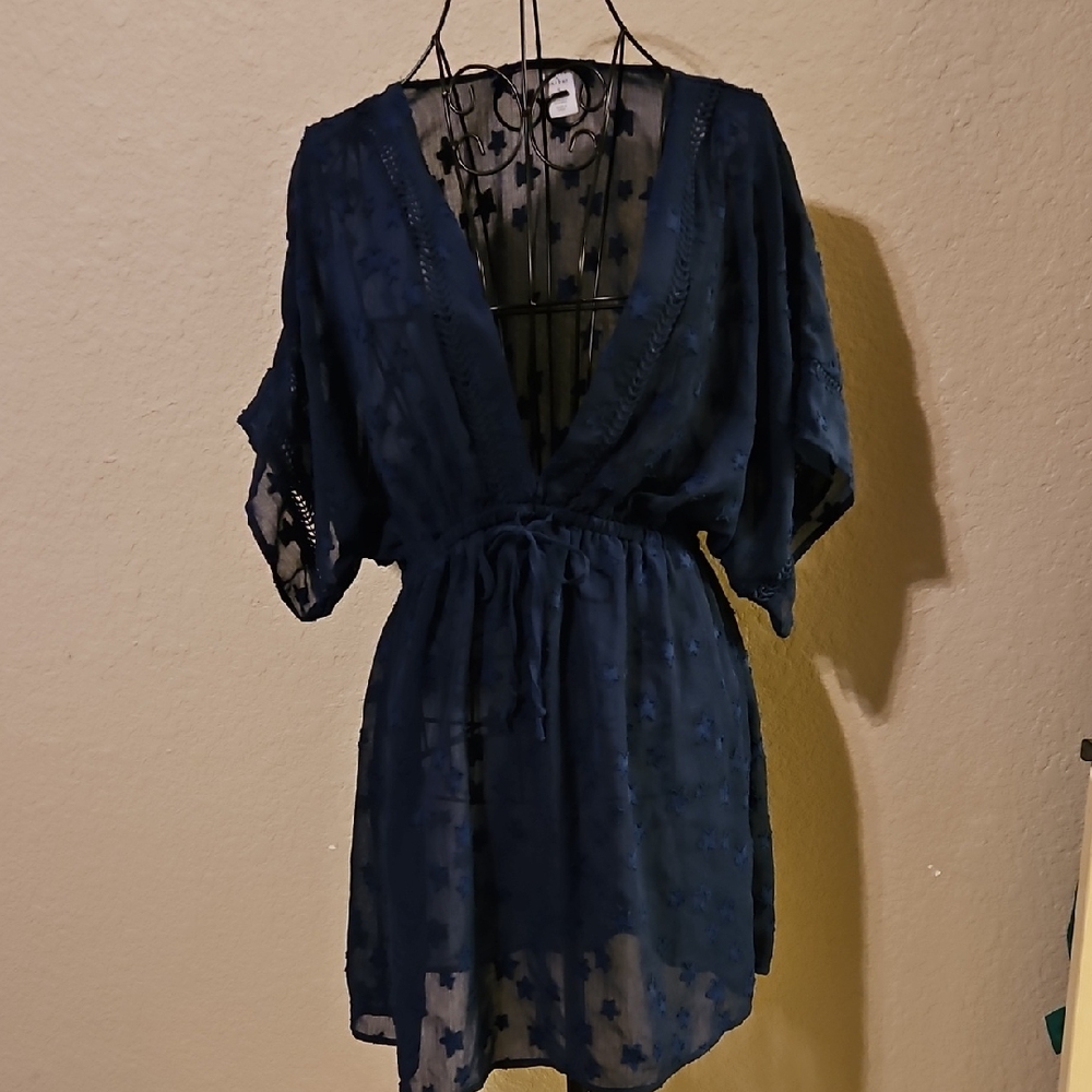 Navy Sheer Cover-Up Dress